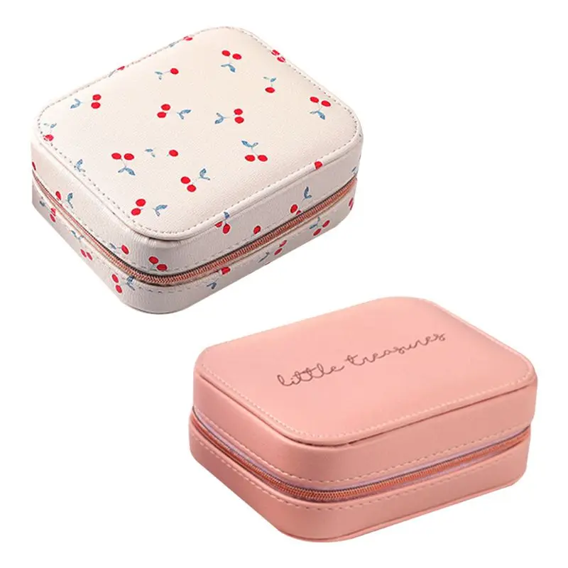 

Simple Printed PU Jewelry Display Box Creative Portable Earrings Ring Bracelet Necklace Storage Organizer