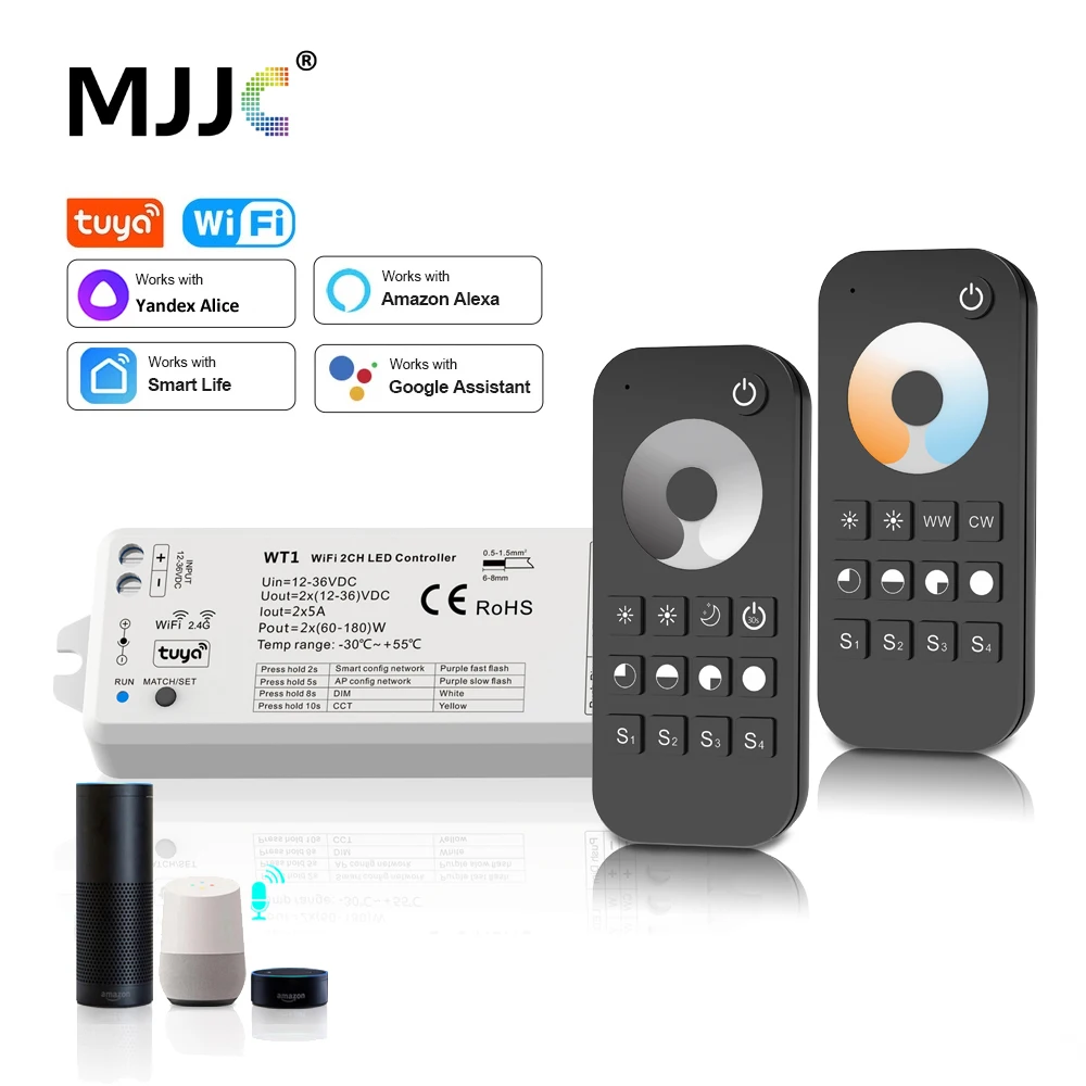 Tuya Dimmer LED 12V 24V Smart Life 2.4G RF Remote Magic Home Wifi WW CW CCT Strip Controller Work with Yandex Alice Alexa Dimer | Лампы и
