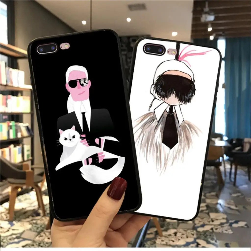 

Yinuoda Karl Lagerfeld TPU black Phone Case Cover Shell for Apple iPhone 8 7 6 6S Plus X XS MAX 5 5S SE XR Cover