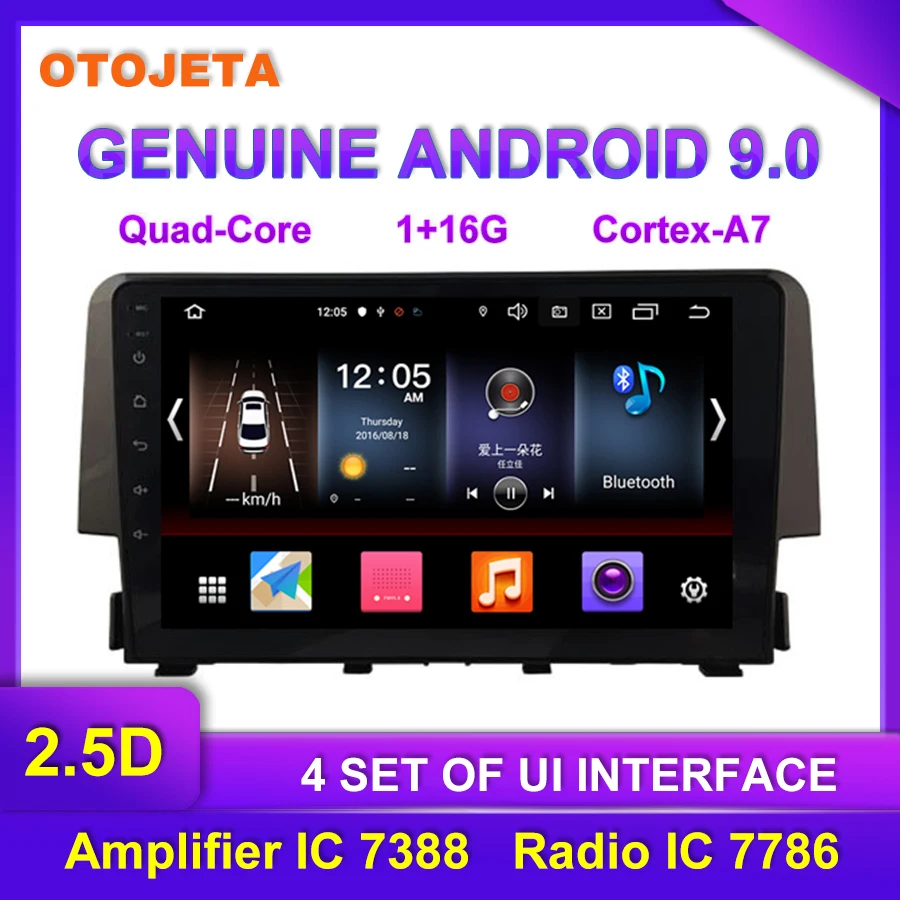 

Factory direct sale OTOJETA Android 9.0 Car Multimedia Radio For Honda CIVIC 2016 GPS SWC USB bluetooth Navigation tape recorder