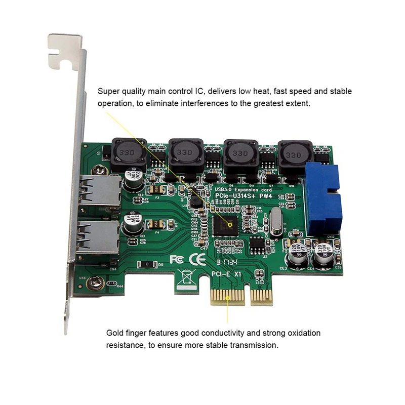 Высоко-Скорость 2-Порты и разъёмы Usb 3,0 19-Pin к расширения Pci-E карта Pci Express адаптер конвертер карты для настольных ПК