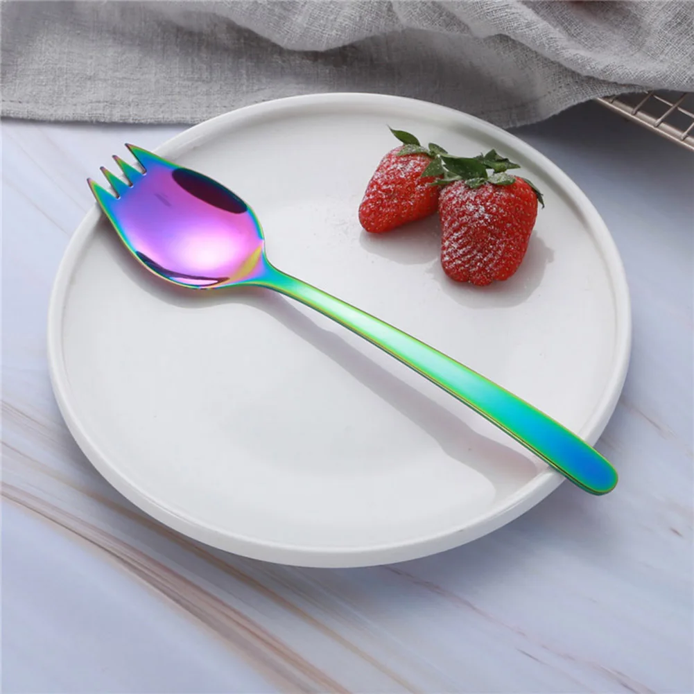 2 в 1 нержавеющая сталь Spork салат лапша вилки ложка путешествия пикник посуда Кухня Столовая гаджеты