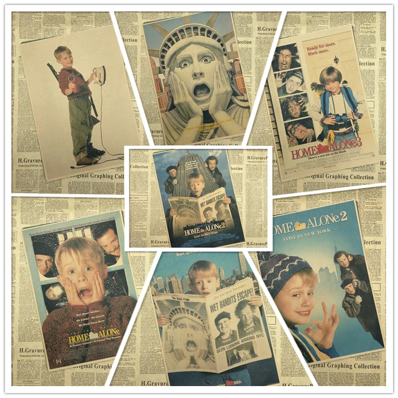 ホームアローン映画アートクラフト紙のポスターバーカフェ壁ステッカー家の装飾絵画 Kids Room Kraft Paper Posterpaper Poster Aliexpress