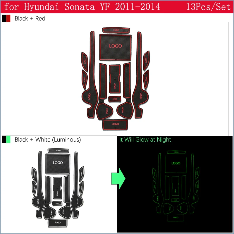 Противоскользящие резиновые ворота слот чашки коврик для hyundai Sonata YF i45 2011 2012 2013 двери паз Коврик Coaster аксессуары наклейка на автомобиль