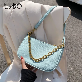 

2020 New Vintage Crocodile Chains Shoulder Bag Split PU Leather Messenger Bag Party Handbag Alligator Designer Style