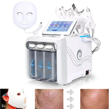 

7 in1 skin rejuvenation oxygen jet peel machine with led photon mask Hydrafacial Bubble Deep Facial Cleansing Spa Beauty Machine