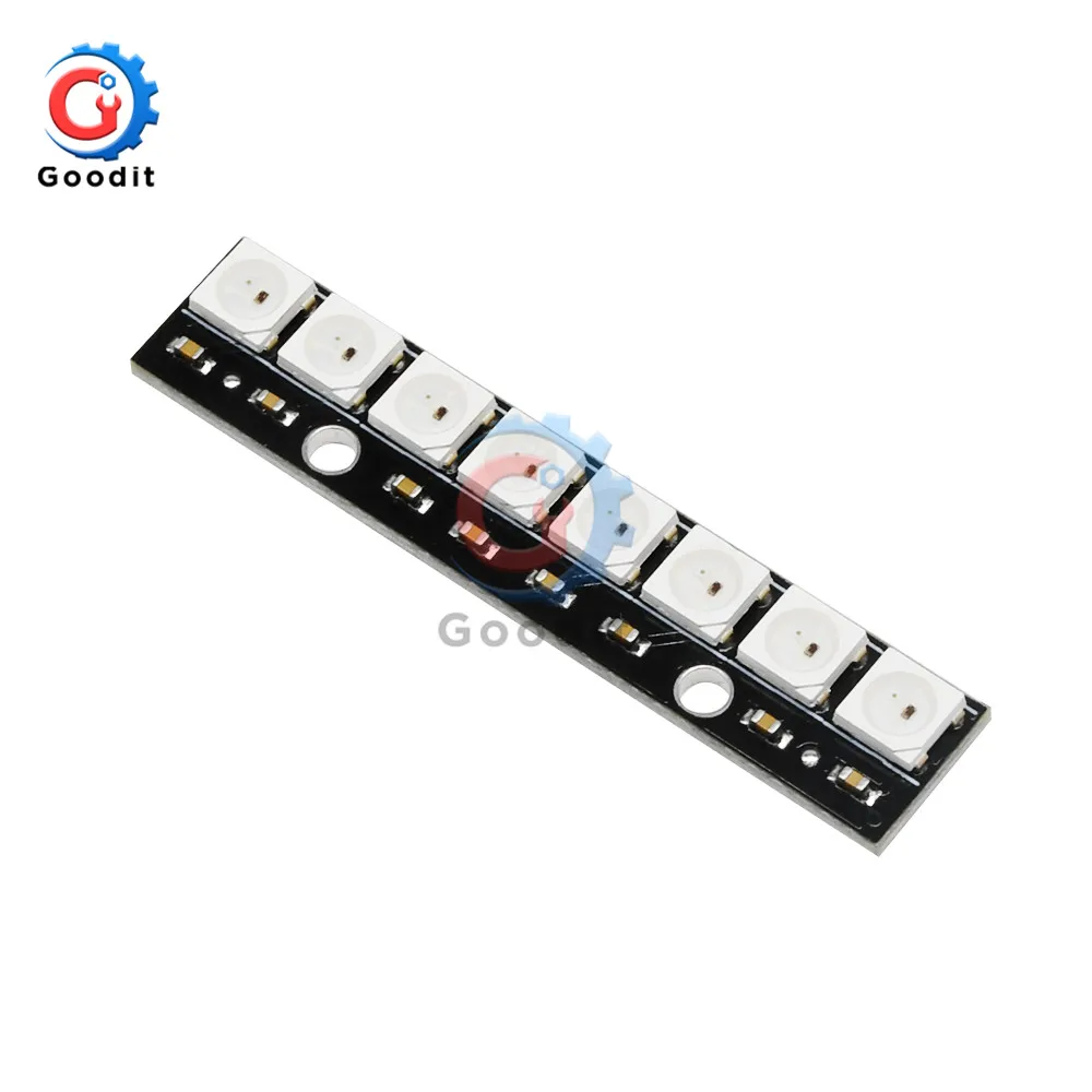 5Pcs/Lot LED PCB Board WS2812 RGB 5050 8 Bits 1x8 Pixel Panel Matrix Screen WS2812 IC Led Module 800Kbps