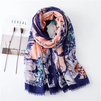 

Ethnic style women scarf print tourism seaside sunscreen scarves winter Fashion Flower cotton Soft Pashminas,shawls cape