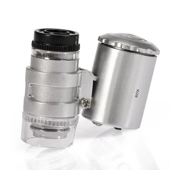 

Portable Handheld 60x Pocket Microscope Loupe Jeweler Magnifier With LED Light Free Rotation Adjustable Focus