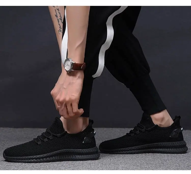 Мужская обувь кроссовки на плоской подошве; мужские повседневные туфли на шнуровке удобные Для мужчин обувь с сеточкой, спортивный, из дышащей ткани Tzapatos De Hombre