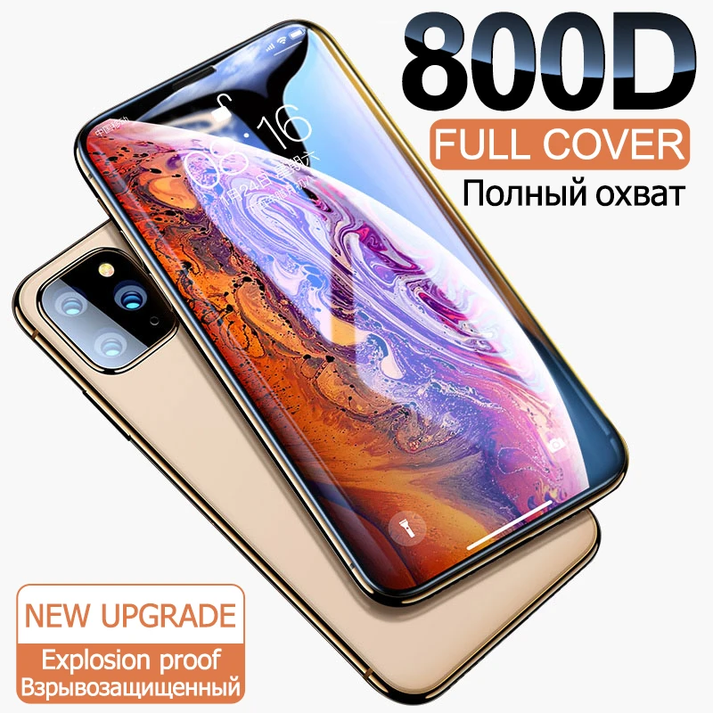 800D полное покрытие закаленное стекло для IPhone 11 Pro X XR XS MAX Iphone защита экрана
