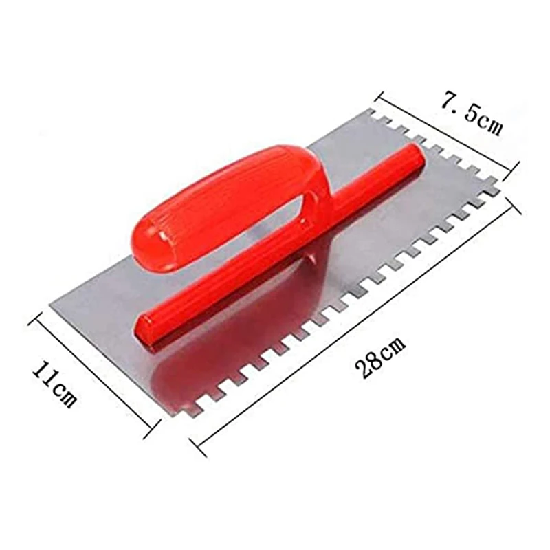 Stainless Cement Flaten Trowel with Notch Tiling Notched Trowel Square Notch with Handle for Wall Floor Tile Grout WWO66