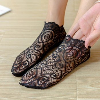 

New Transparent Short Lace Socks Women Summer Hollow Out Ankle Socks Slippers Female Soft Low Invisible Socks Ped