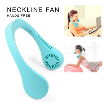 

USB Charging Hanging Neck Fan All-Inclusive Leafless Fan Small Lazy Fan with Light