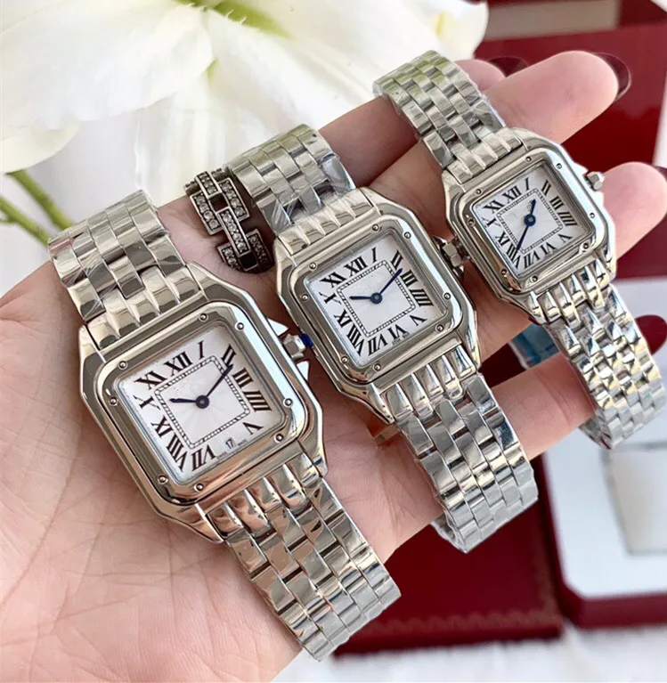 Новые часы Santos с датой, японские кварцевые наручные часы panthere, часы для женщин и мужчин, пара спортивных часов с синим контактом, часы с римским циферблатом из нержавеющей стали