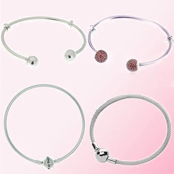 

100% 925 Sterling Silver 1:1 Limited Edition One in a Million Bracelet MOMENTS OPEN BANGLE WITH LOGO CAPS Fit DIY Beaded Charm
