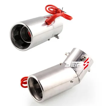 

1PC 30-67mm Universal Straight Round Stainless Steel Car Red LED Light Tail Exhaust Pipe Flaming Muffler Tip