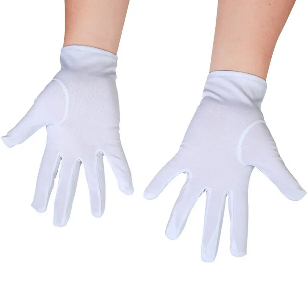 Three-gluten White Gloves Celebration Ceremonial Etiquette Jewelry Performance Labor Unisex Insurance Polyester