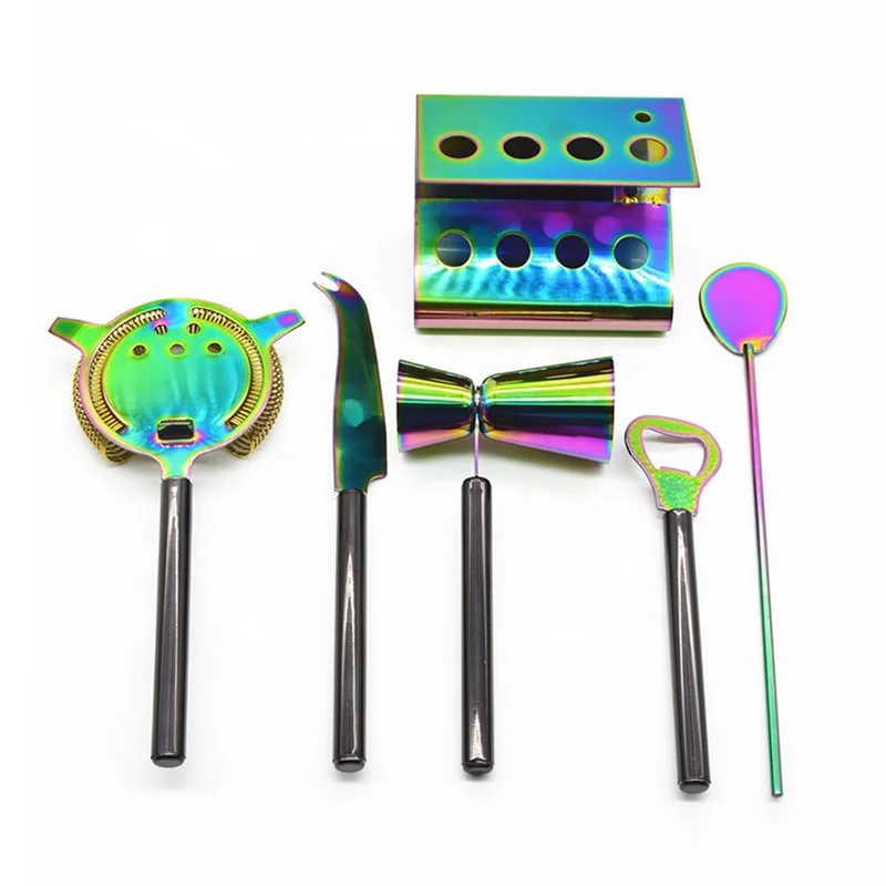 Wholesale Multi-color Stainless Steel 5pcs Cocktail Home Tool Bar set