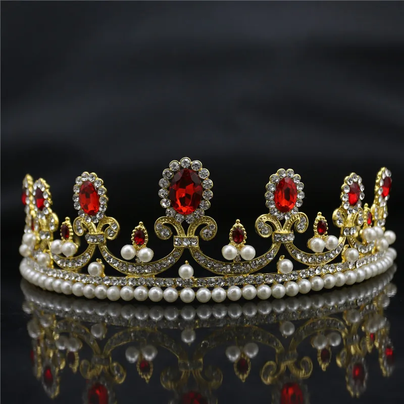Baroque with Pearl Sapphire Bride Crown Wedding Dress Accessories Cake Tuinga