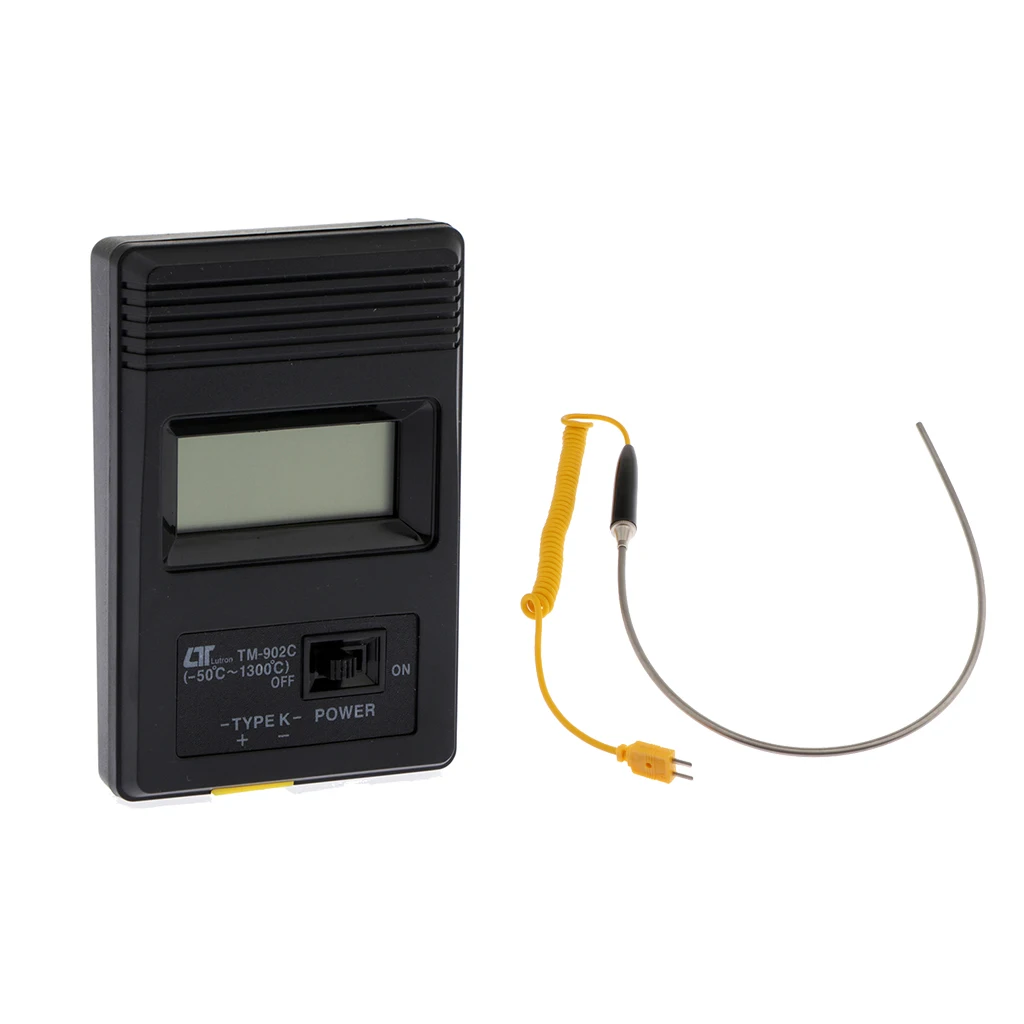 Tm-902c Digital Thermometer LCD + K-Type Thermocouple Temperature Probe, Stainless Steel Probe In Temperature Range 0-1300