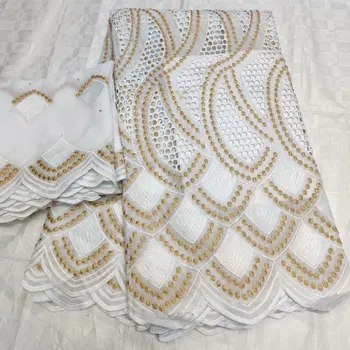 

New Fashion African Bazin Lace Fabric Embroidery Nigerian Bazin Riche Lace Fabric With Hole And Stones For Sewing