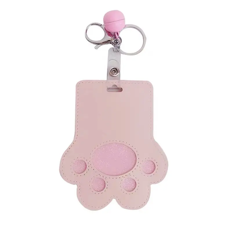 Sharkbang Cartoon Cat Paw ID Credit Bank Bus Card Holder Keychain With Bell Cute Card Protective Case Stationery