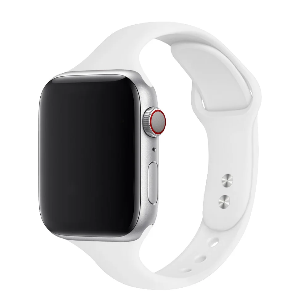 white 22 Тонкий ремешок для apple watch 38 мм 40 мм iwatch 5 4 3 band 44 мм 42 мм correa Узкий Тонкий силиконовый браслет apple watch 5 band 4 - Цвет ремешка: white 22