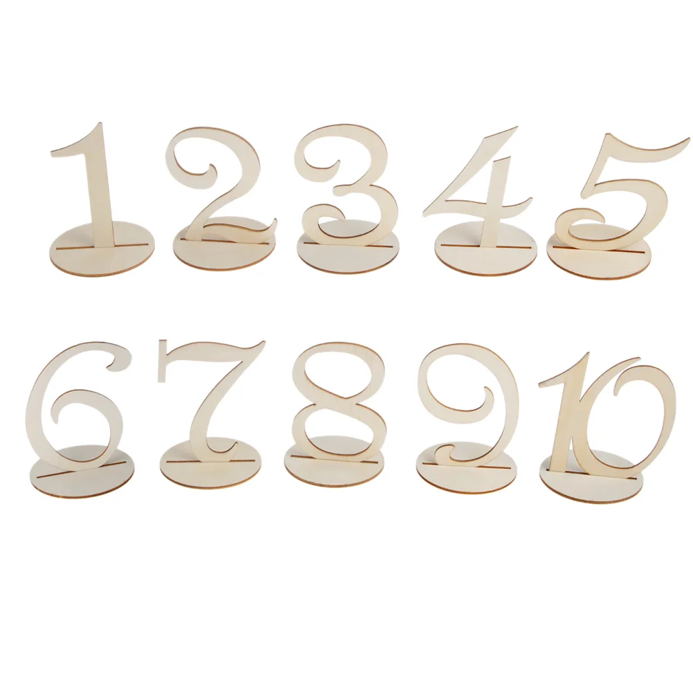 10pcs 1-10/11-20 Wooden Table Numbers Set with Base Birthday Wedding Party Decor Gifts