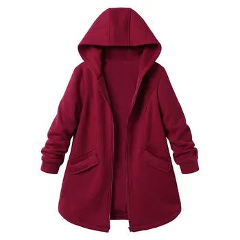 

Plus Size L-5xl Winter Coats And Jackets Women Long Pure Color Casual Streetwear Zipper Autumn Women Jackets Hooded Clothes