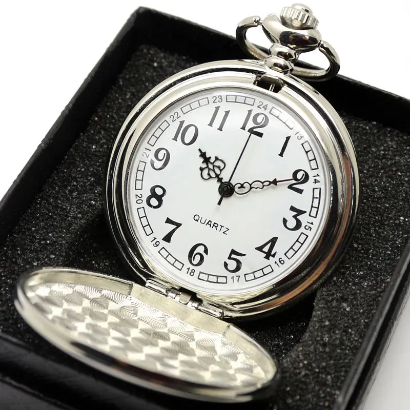 watch with BOX Кварцевые карманные часы с лазером Jack Daniel, модное ожерелье с подвеской, сувенирные подарки для мужчин, женщин, друзей - Цвет: watch with BOX