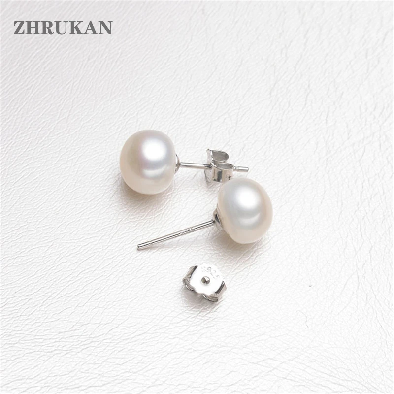 Silver Pearl Stud Earrings 8-9mm AAAA Natural Freshwater Pearls 925 Sterling Silver Pearl Earrings For Women Jewelry Gift