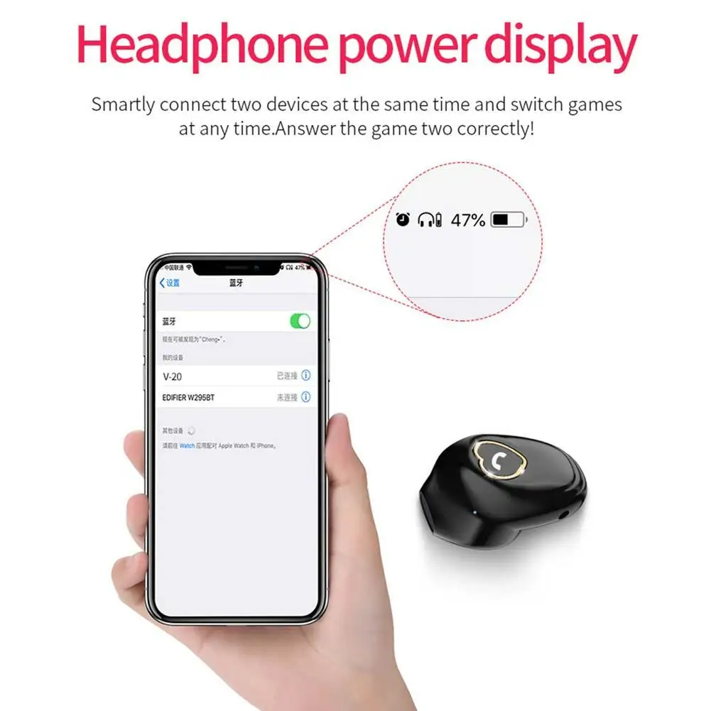 Wireless Bluetooth Earphone Mini Handsfree Earbud Noise Cancelling for iPhone 11 XR XS X 8 7Plus 6S Android Cell Phones