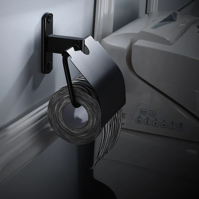 

Black And White with Pattern Alumimum Toilet Paper Holder European Style Bathroom Tissue Box Vintage Toilet Paper Roll Stand Hot