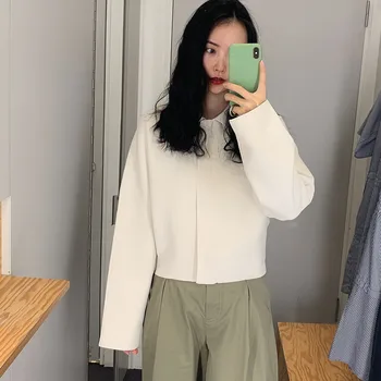 

Women Knitted Short Cardigan Long Sleeve Zipper Turn-down Collar Solid Color Knit Outwear Lady Coat