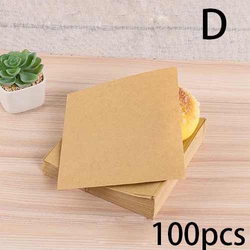 D 100pcs 100 шт тригонометрический крафт-бумажный пакет для сэндвича для выпечки посылка маслостойкая хлеб ремесло пекарня пищевая упаковка пончики упаковочные пакеты - Цвет: D 100pcs