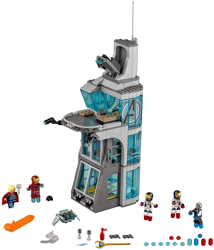 

511Pcs Marvel Compatible Legoingly Super Heros Iron Man Attack On Avenger Tower Model Building Blocks Bricks Toys For Children