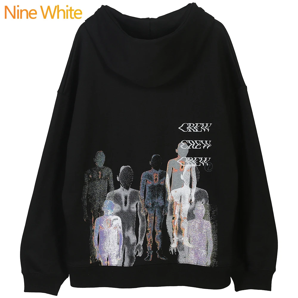 NineWhite радио волна толпа печати флисовые толстовки с капюшоном уличная мода