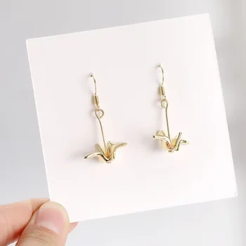 

Korean Style Simple Thousand Paper Crane Drop Earring for Women Girl Sweet Fairy Personality Long Earrings Wedding Party Jewelry