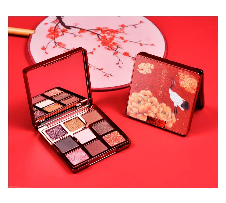 Набор для макияжа Китайская традиционная шикарная династия красная помада+ палитра теней для век подарочный набор для макияжа для Wowen Shimmer Eye Shadow Set Новинка