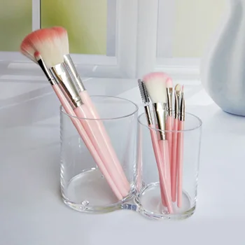 

Hot Desktop Clear Makeup Brush Holder Organizer 2 Slots Acrylic Cosmetics Brushes Storage Solution CNT 66