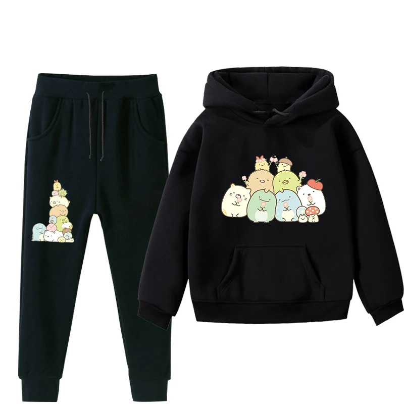 Sumikko/комплект с худи; детские толстовки; зимняя одежда для маленьких мальчиков и девочек; детские толстовки с леггинсами; брюки; Kawaii; модные костюмы из 2 предметов