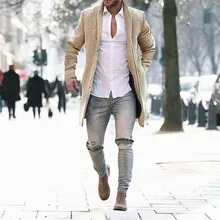 Мужское шерстяное пальто, теплый зимний Тренч с длинным рукавом, длинная верхняя одежда, умное пальто на пуговицах, пальто, теплая уличная одежда, Gabardina para hombre#3