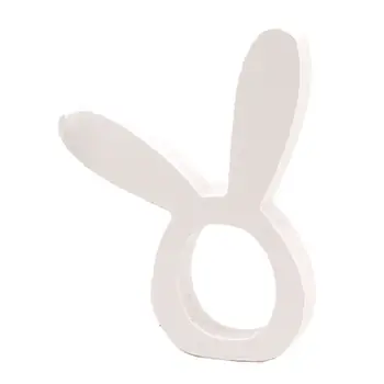 

5Pcs Easter White Wooden Bunny Napkin Rings Holder Rabbit Shape Serviette Buckle