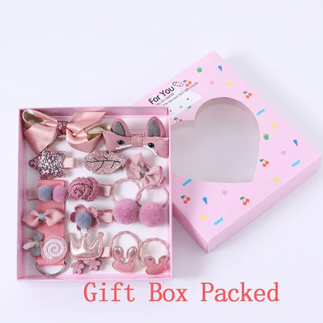 gift box 4 18 шт./компл. стильная футболка с изображением персонажей видеоигр аксессуары для волос для девочек; милая заколка для волос резинкой для детей повязка на голову, Детская резинка для волос заколки для волос - Цвет: gift box 4