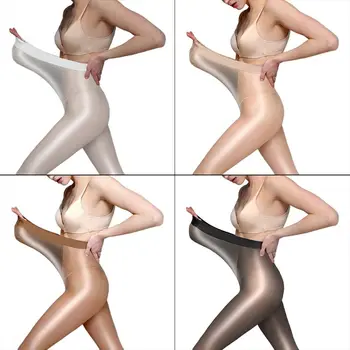 

Womens Plush Size 60D Shaping Sheer Tights Stockings Flash Oil Glitter Pantyhose