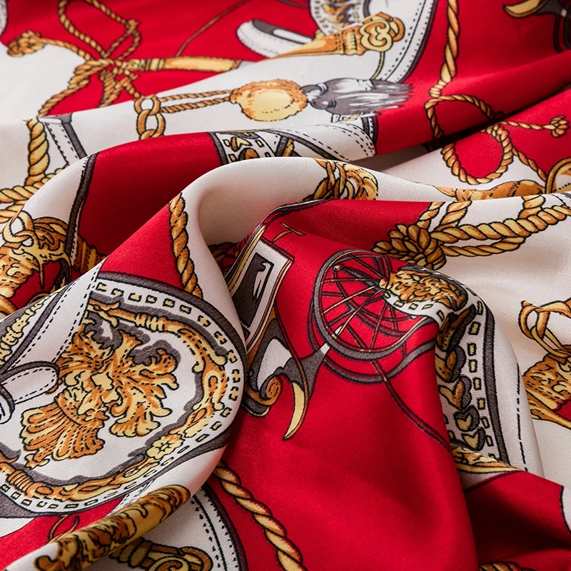 Дешевая полиэфирная атласная ткань с оранжевым принтом для пижам и накладок винтажный Шармез Маленький кусок 25X150 см/шт L19