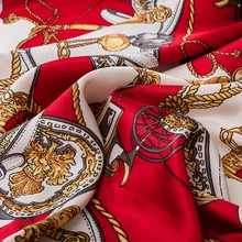 Дешевая полиэфирная атласная ткань с оранжевым принтом для пижам и накладок винтажный Шармез Маленький кусок 25X150 см/шт L19