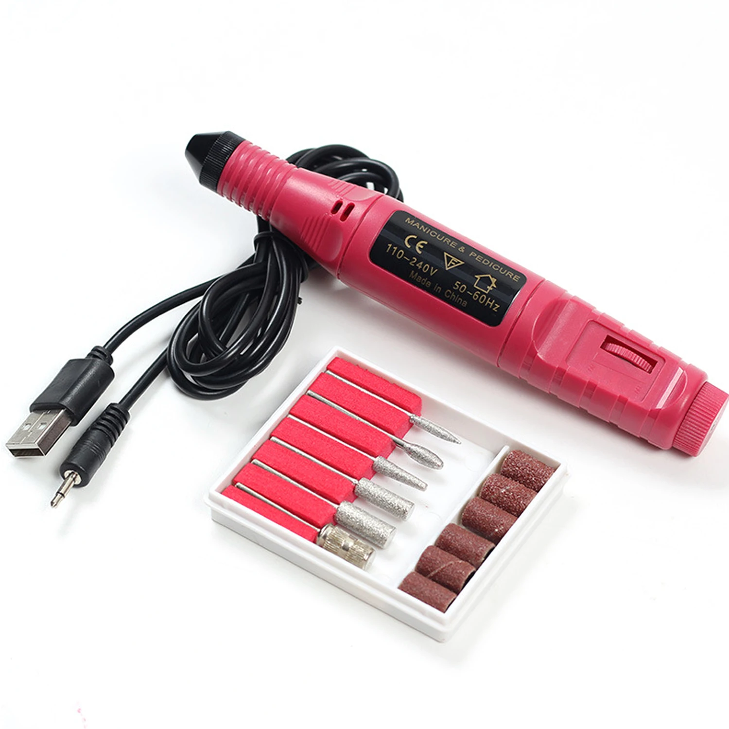 

1Set Mini USB Electric Nail Drill Machine with 6PCS Replaceable Drill Bits for Professional Salon Home Use Nail Manicure Tools