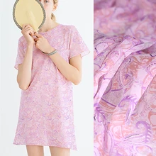 138 см шириной 10 мм розовый фиолетовый принт тонкая ткань креп-Жоржет для летнего платья куртка брюки DE1105